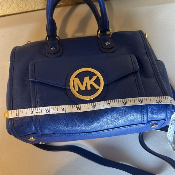 MICHAEL KORS BLUE LEATHER SATCHEL PURSE HANDBAG . - Picture 11 of 12